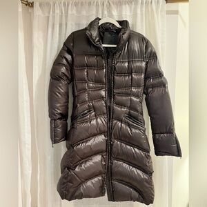 Dawn Levy puffer long brown coat